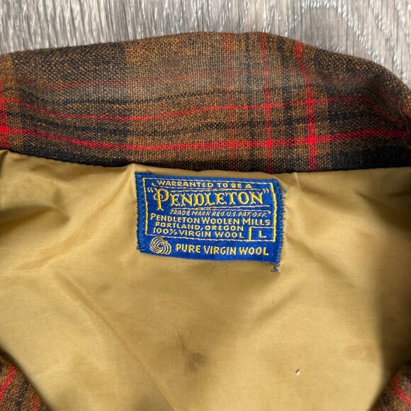 VTG Pendleton Plaid Mens Large Blazer Chore Coat Jacket Southwest 3 Button - Picture 2 of 11